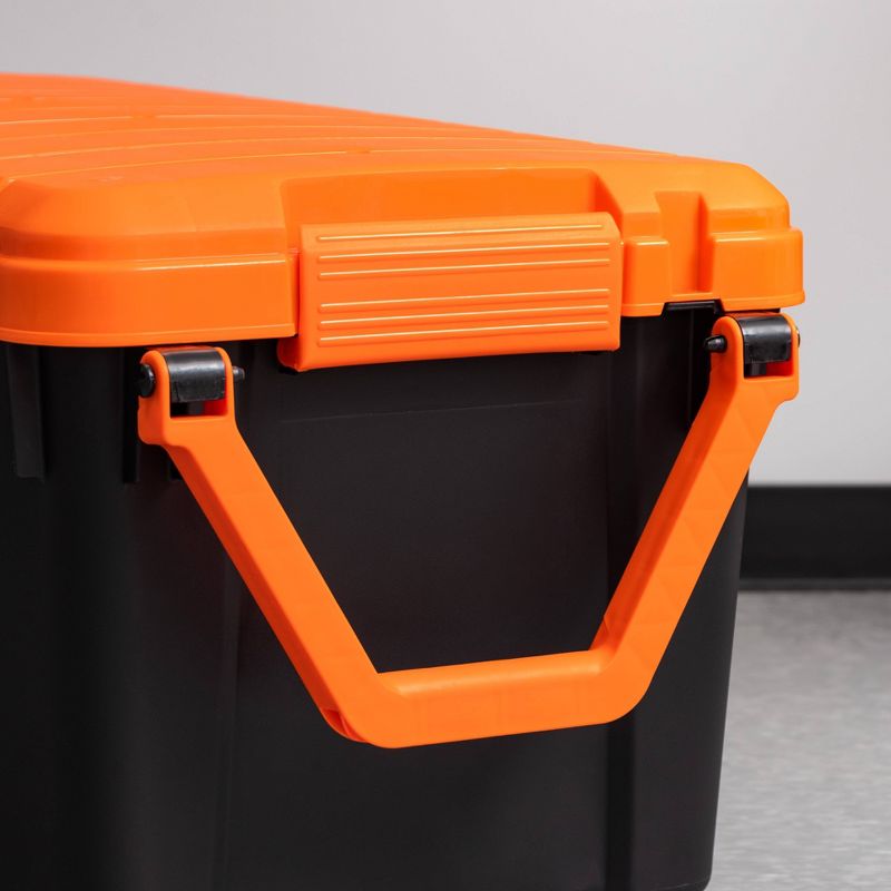 Sterilite 19434303 120 Quart Clear Plastic Storage Container Box and Lid with Blue Latches and Wheels (3 Pack)