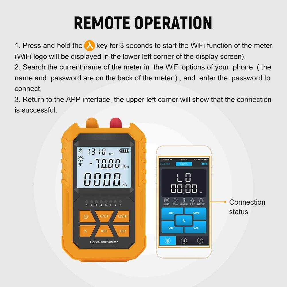 Handheld Optical Power Meter with 5km Red Light -70~+3dBm Optical Power Tester Network Cable Tester Digital Light Power Meter