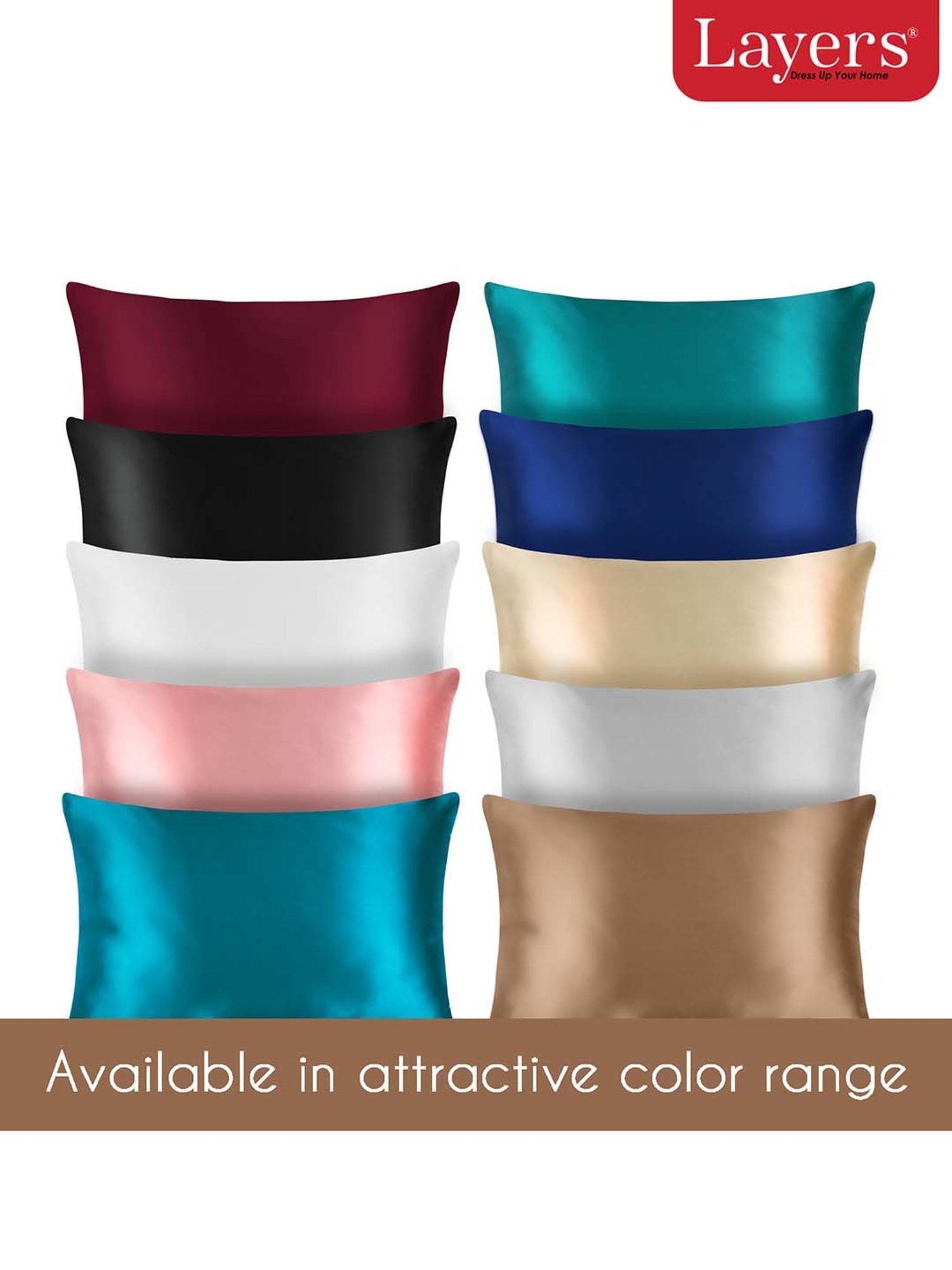 Layers Copper 85 GSM Micro Satin Silk Pillow Covers - Set of 2
