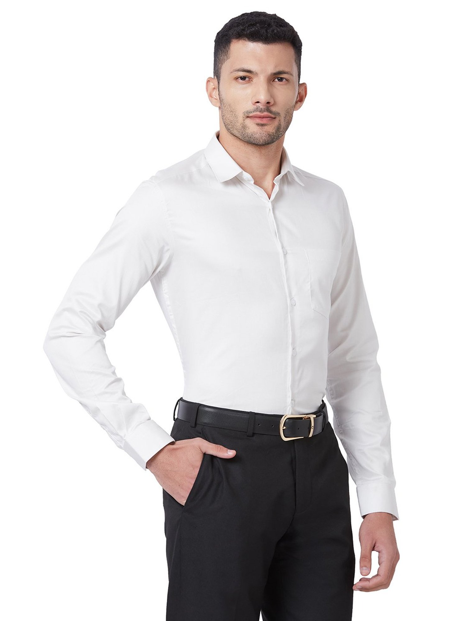 Kenneth Cole White Slim Fit Cotton Shirt