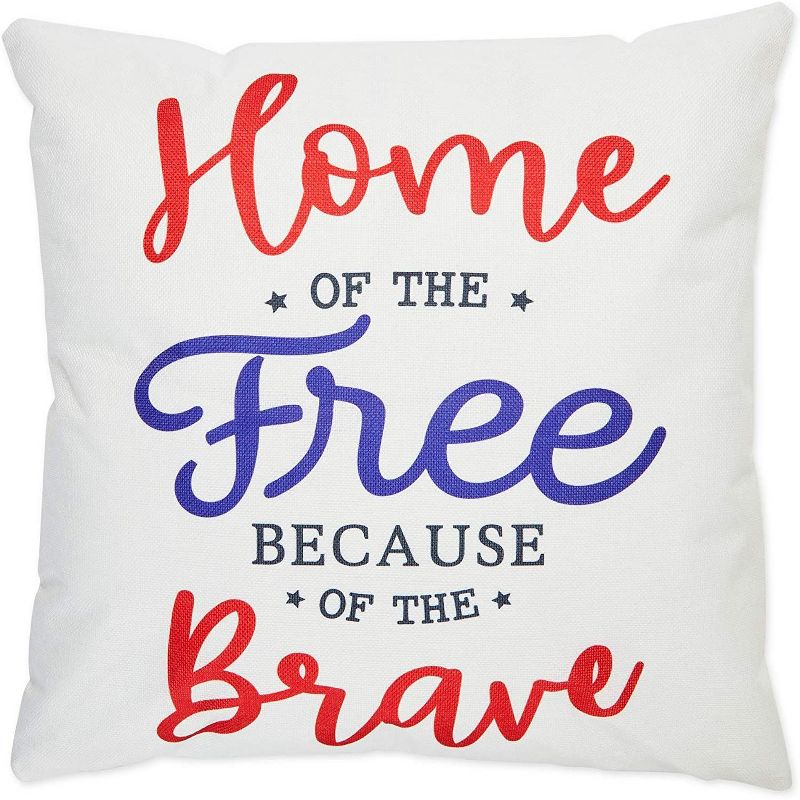 Farmlyn Creek Set of 4 Patriotic Flag Decorative Throw Pillow Case Cushion Covers 18 x 18 in for 4th of July