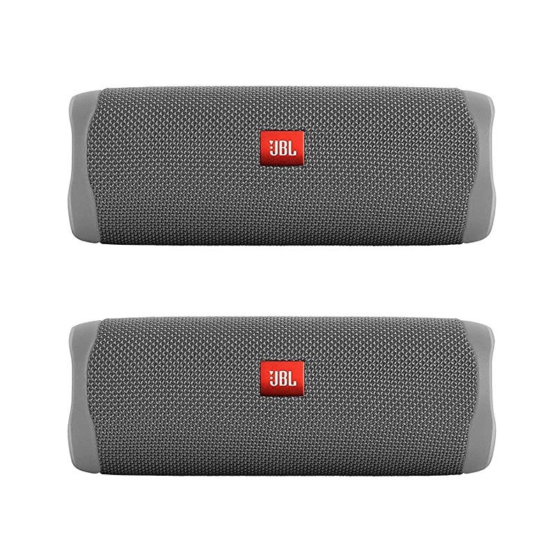 Flip 5 Waterproof Portable Wireless Bluetooth Speaker Bundle Pair Gray