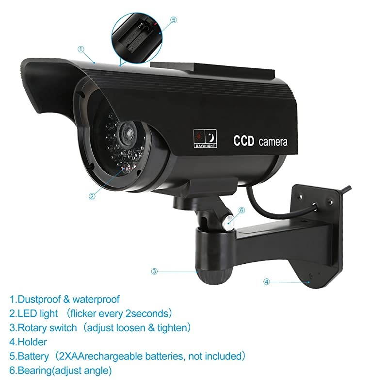 Fake Dummy Security Camera Solar Decoy Cameras Bullet Fake Surveillance Simulated CCTV for Home Outdoor Business Safety 4 Pack