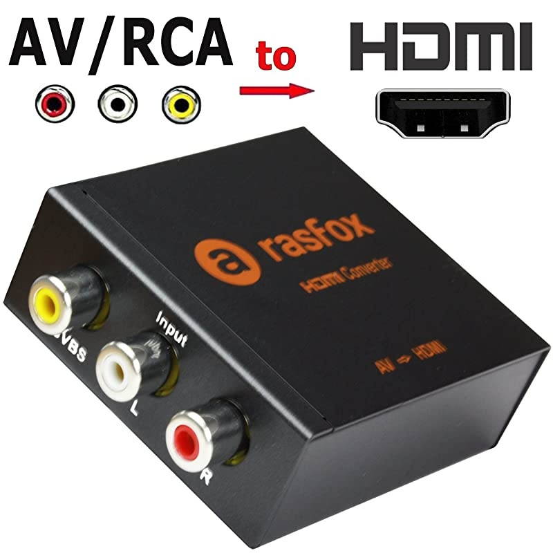 Powered AVRCA to HDMI Converter Composite 3RCA Audio Video AV CVBS to HDMI Adapter Converter Box with Power AdapterUpscaler 1080P 720P HighEnd Metal Box with 1 Year Warranty