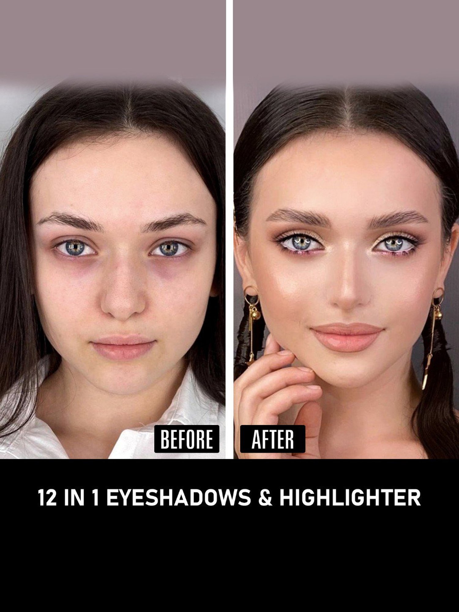 Half N Half 12 In 1 Eyeshadow & Highlighter Palette 04 - 12 gm