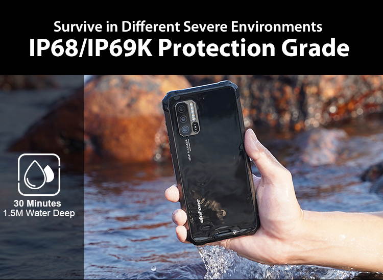 Ulefone Armor 7 Rugged Cell Phones Unlocked, 8GB+128GB Octa-Core Android 9.0 IP68 Waterproof Smartphone, 48MP Triple Rear Camera 6.3" FHD+ Screen 5500mAh Battery Dual SIM 4G LTE