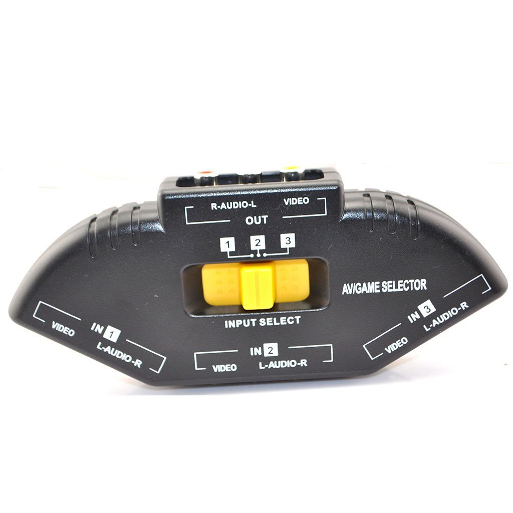 New 3 Port Input Channels RCA Adapter Switch AV DVD Audio Video Selector Cable