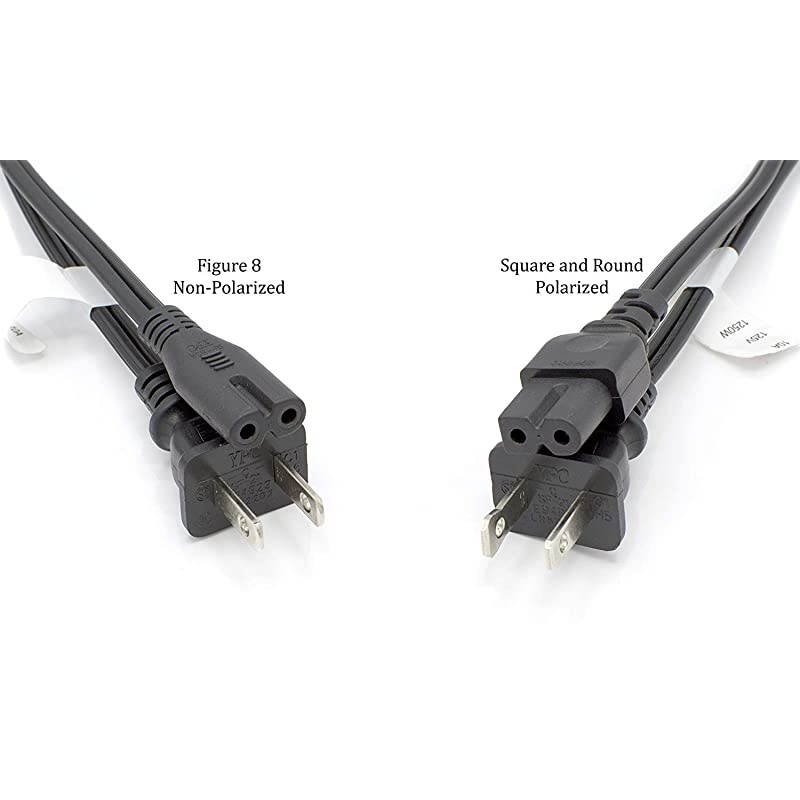 2 Prong Power Cord with Premium Quality Copper Wire Core Polarized SquareRound for Satellite CATV Motorola amp PS NEMA 115P to C7 IEC320 UL Listed Black 6ft Power Cable