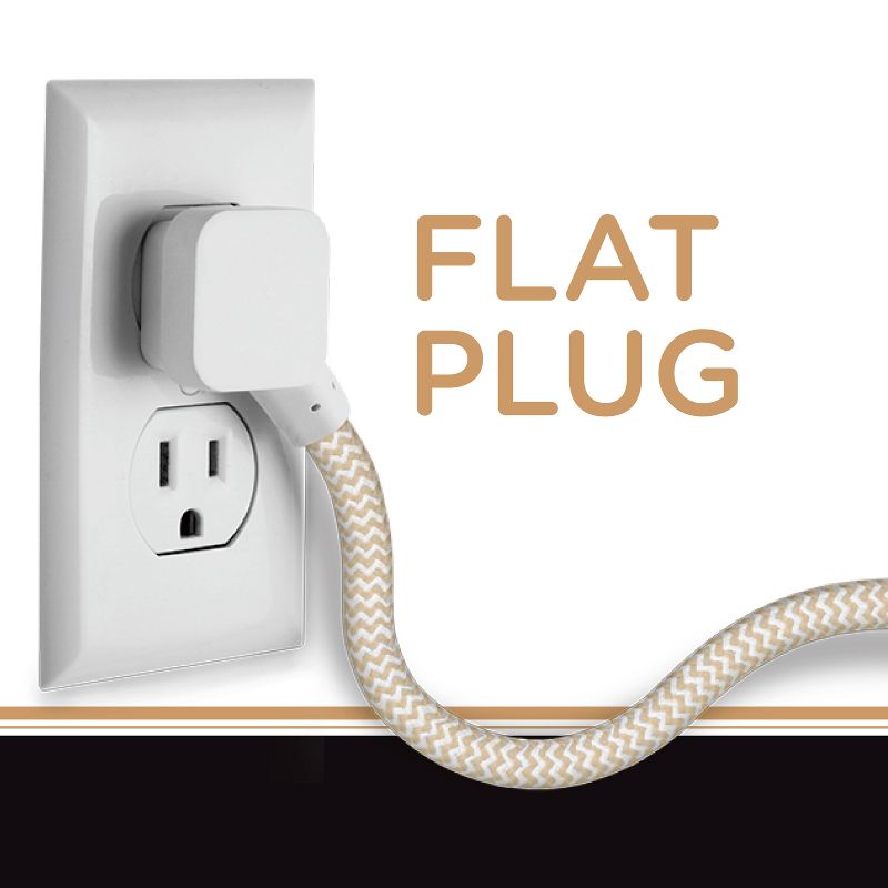 Cordinate Designer 1-Outlet 2 USB Port Surge Protector with 10' Extension Cord Tan/White