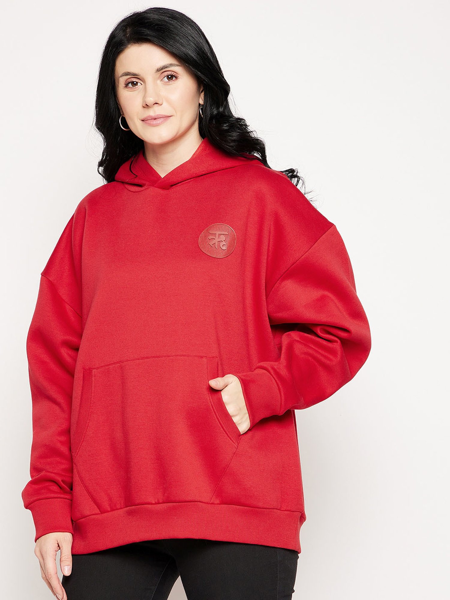 EDRIO Red Fleece Regular Fit Sweatshirt