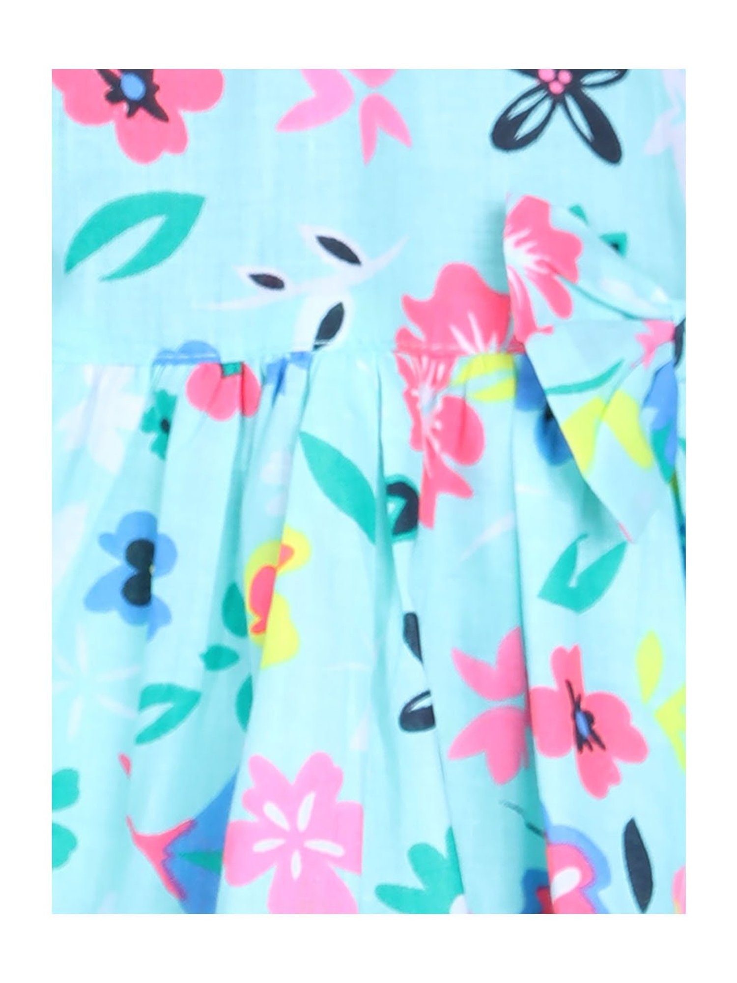 BownBee Kids Green Printed Jhabla, Bloomer with Hairbelt