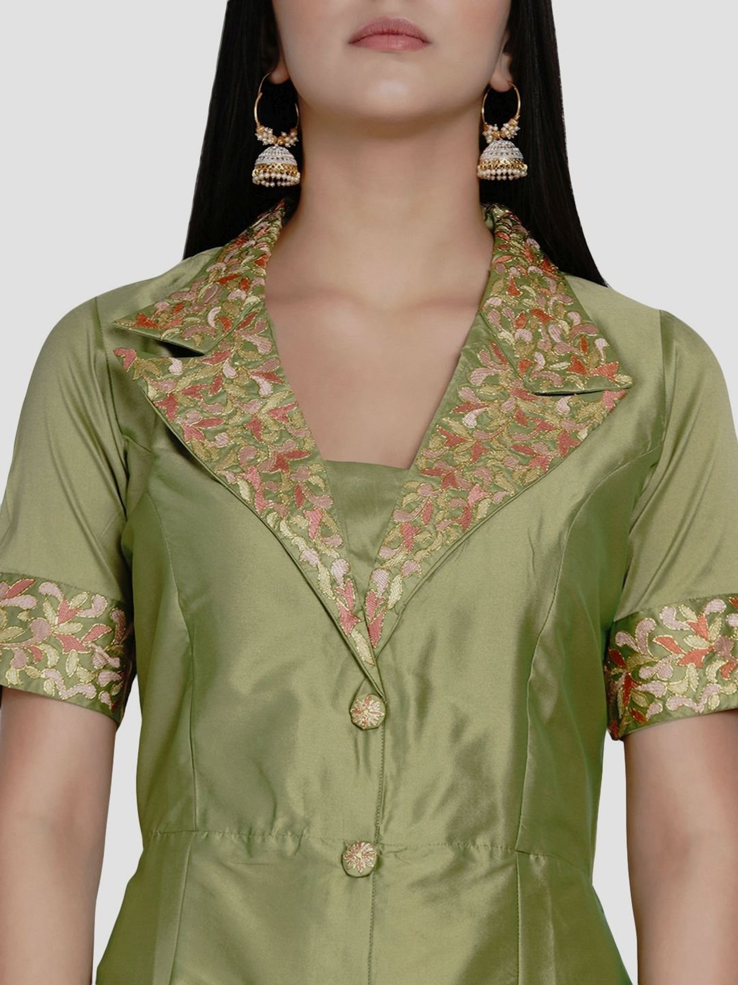 Women Republic Green A Line Kurta