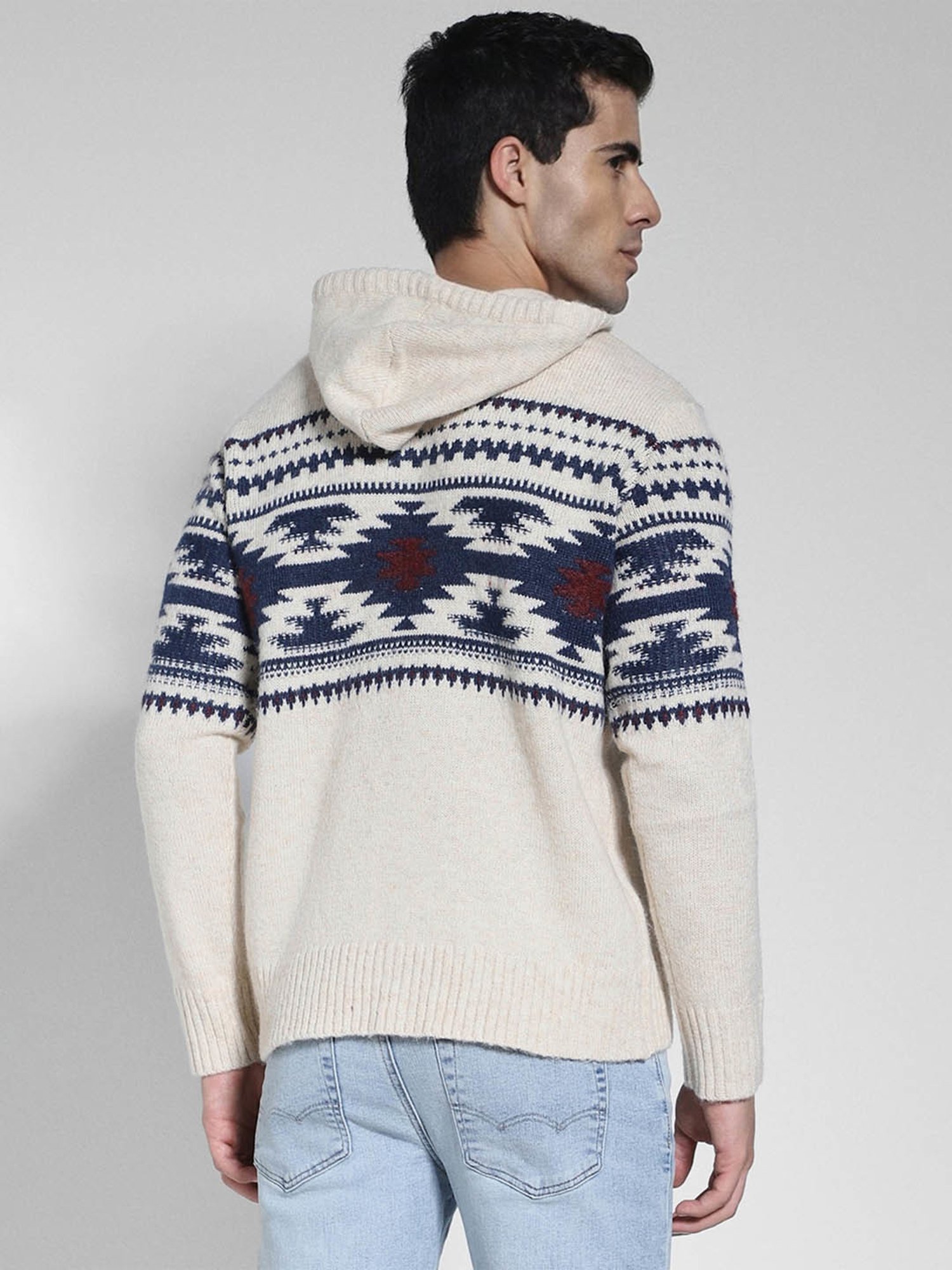 American Eagle Beige Regular Fit Self Pattern Sweater