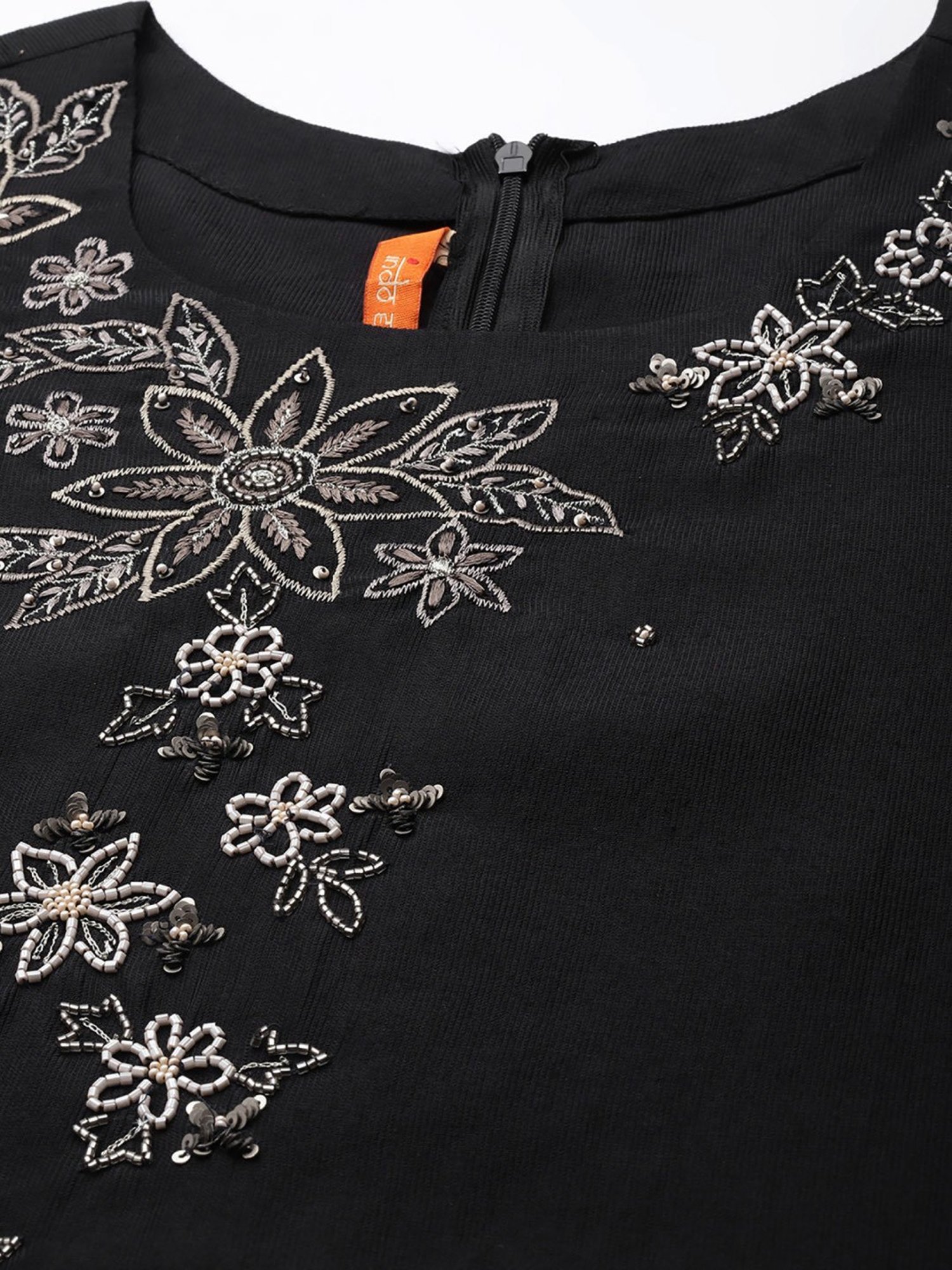 Indo Era Black Embroidered Kurta Pant Set With Dupatta