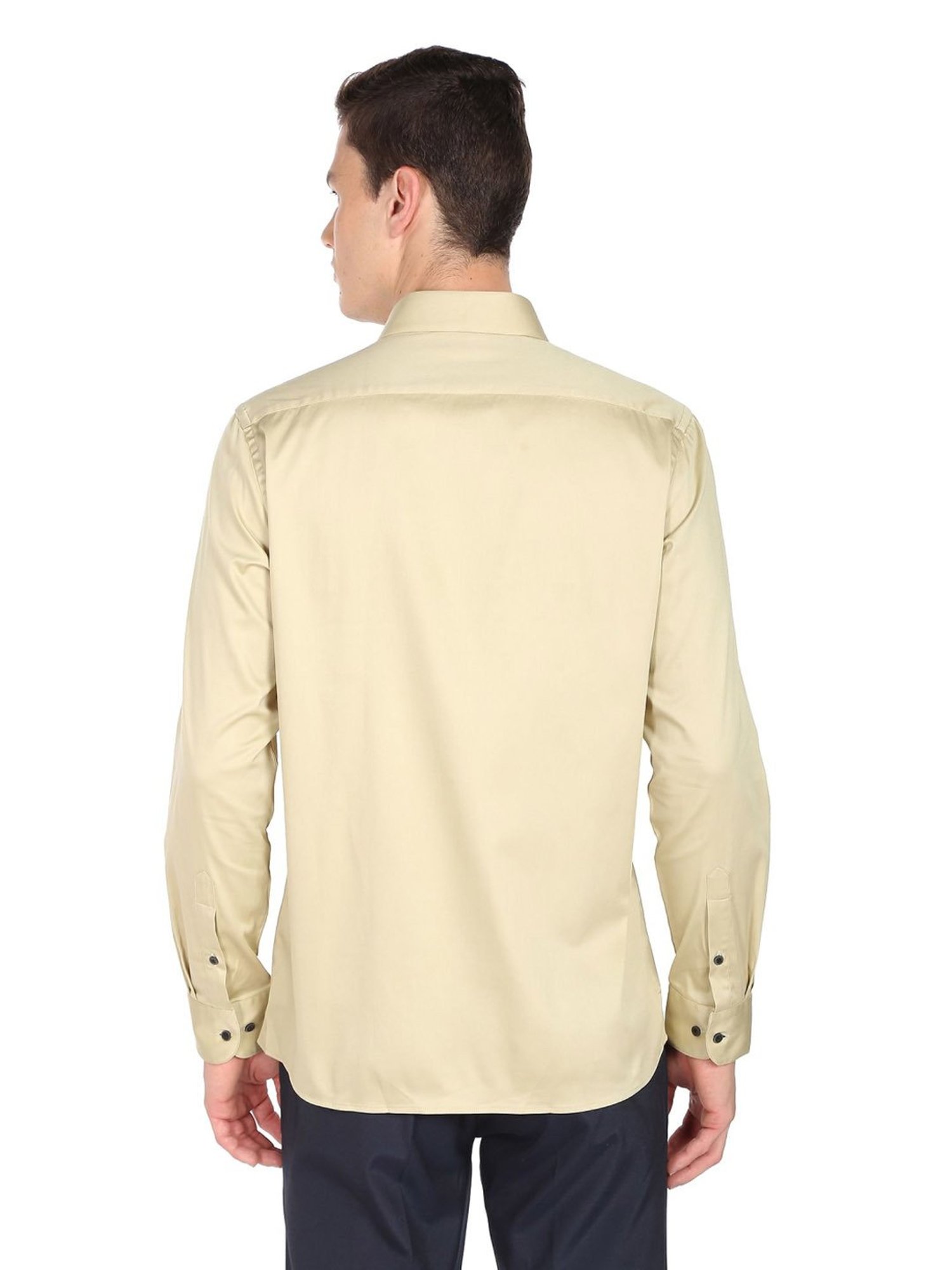 Arrow New York Beige Cotton Slim Fit Shirt