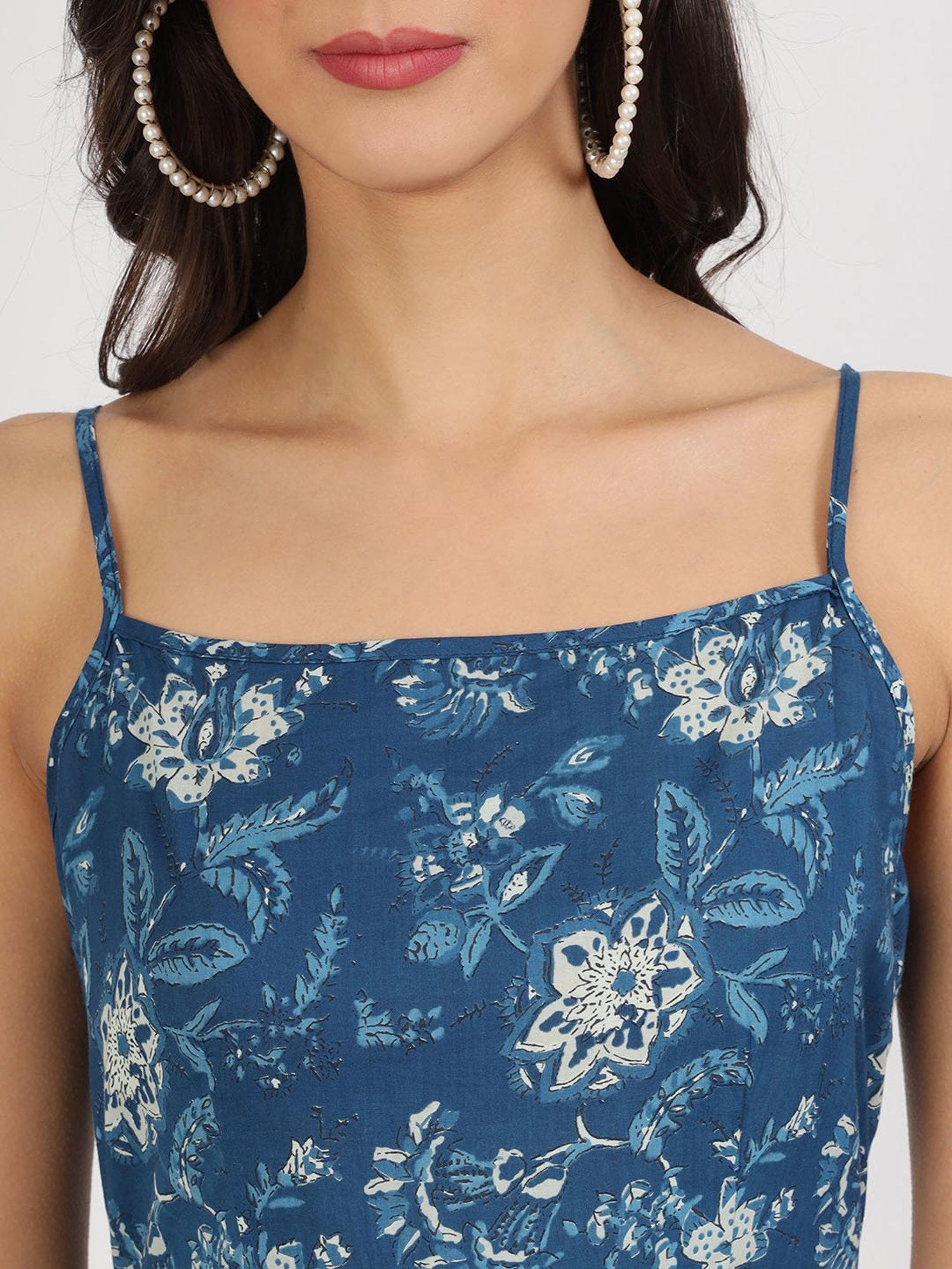 Divena Indigo Floral Print Ethnic Dress