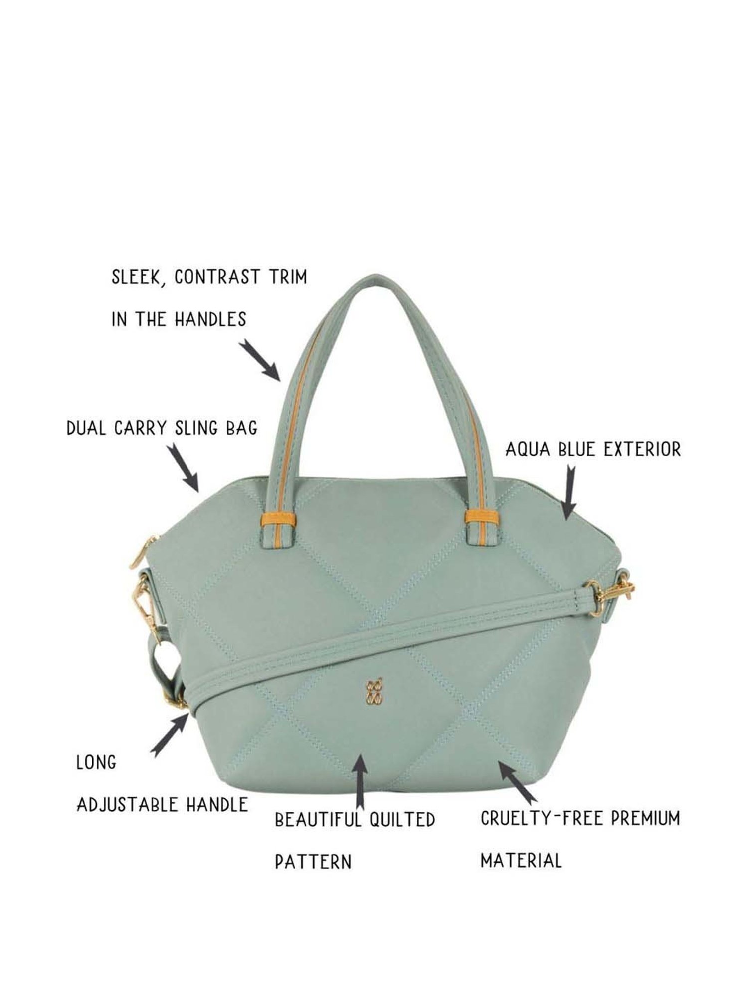 Baggit Green Quilted Medium Handbag