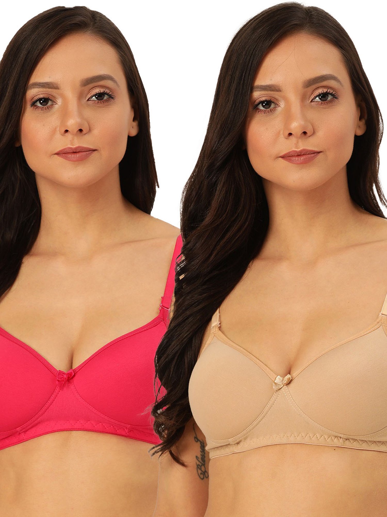 Lady Lyka Multicolor Non Wired Padded T-Shirt Bra (Pack of 2)