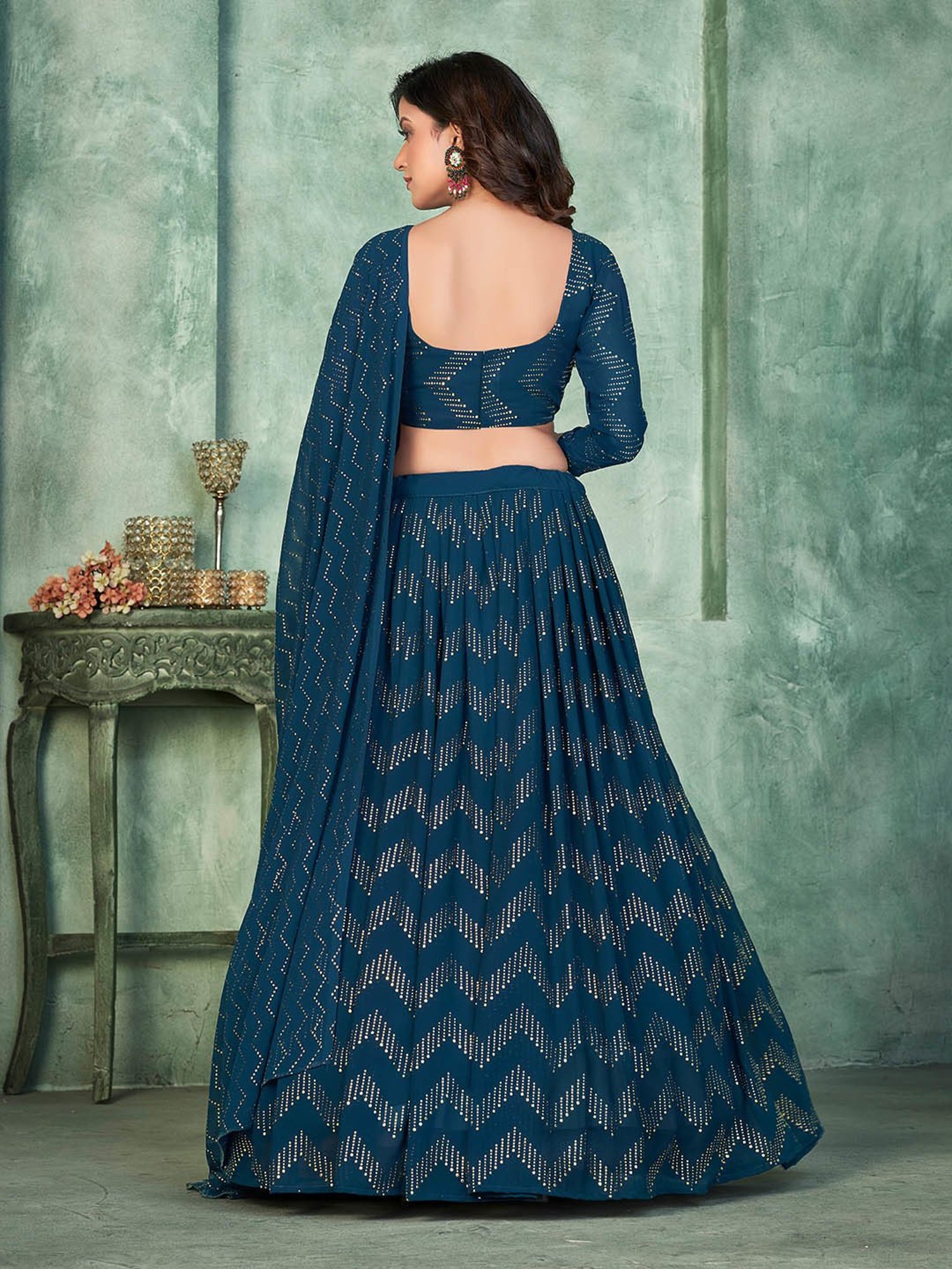 studiorasa Purple Hand Block Print Lehenga Set