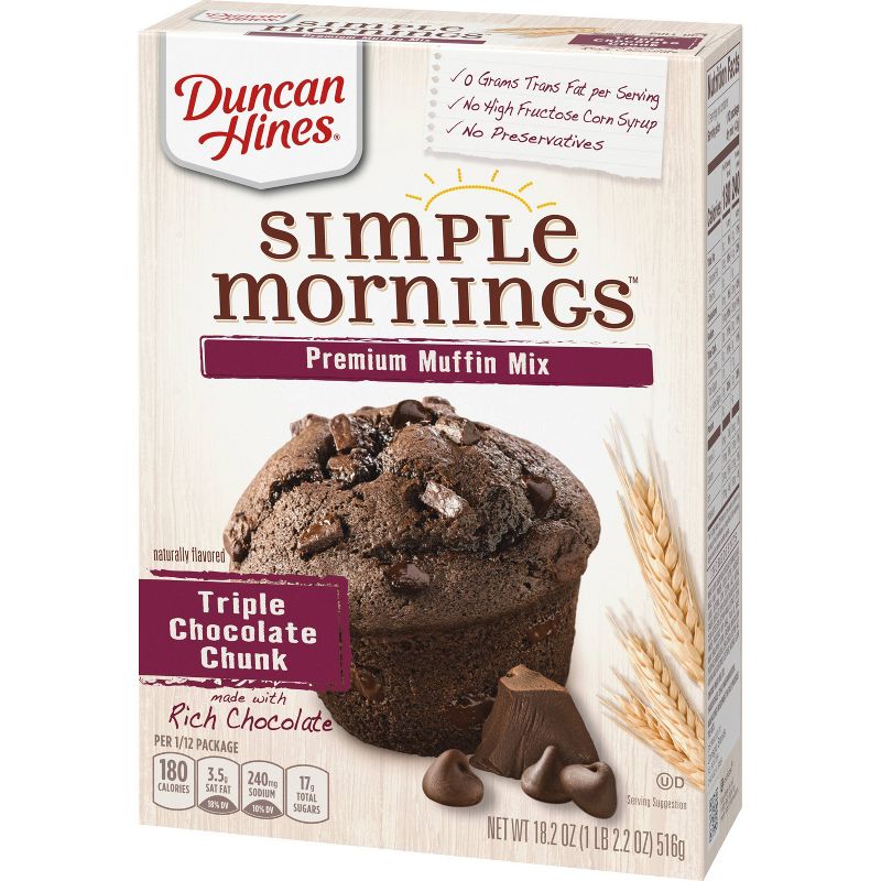 Duncan Hines Simple Mornings Triple Chocolate Chunk Muffin Mix - 18.2oz