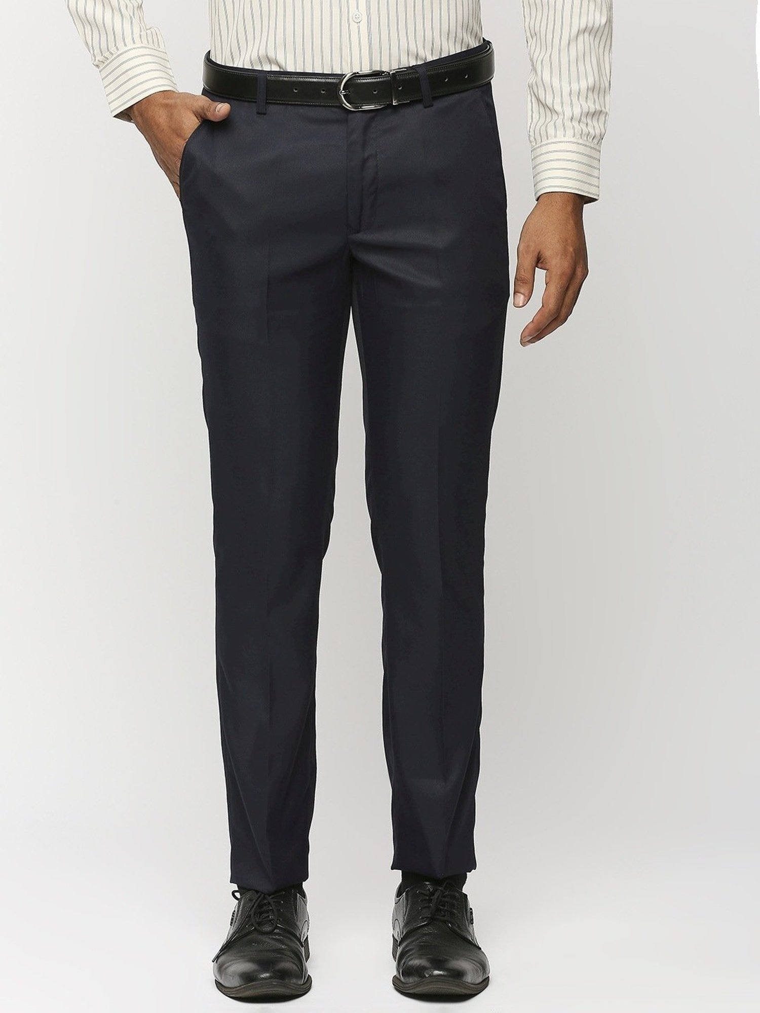 Solemio Navy Slim Fit Trousers