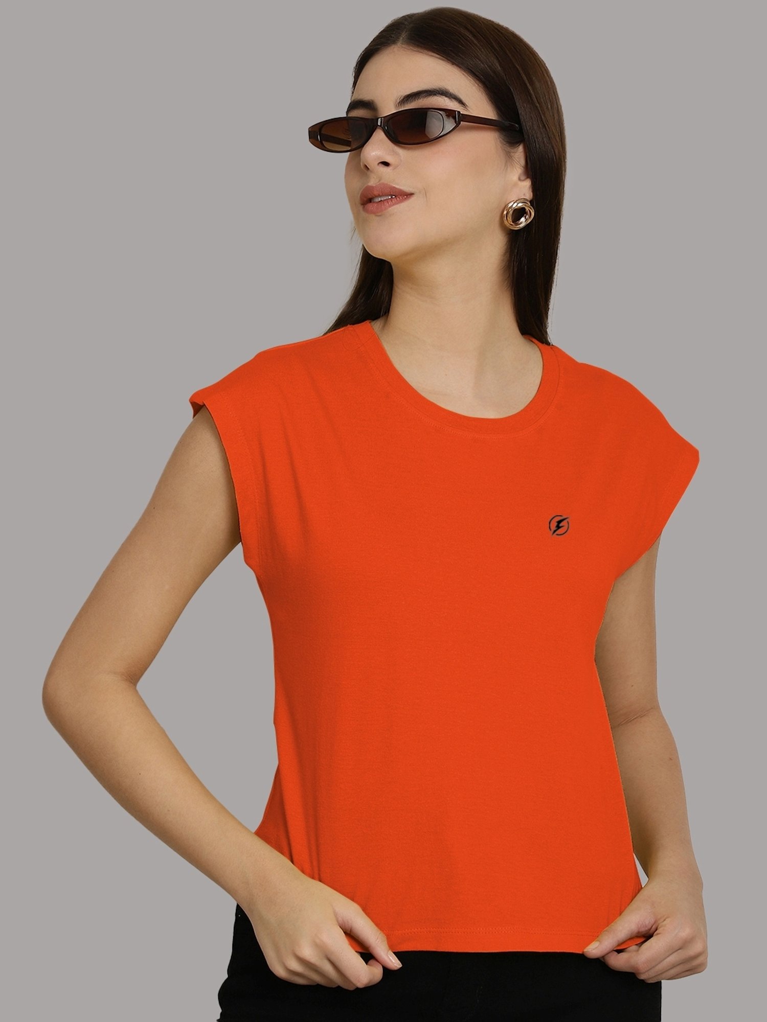Friskers Orange Slim Fit Sports T-Shirt