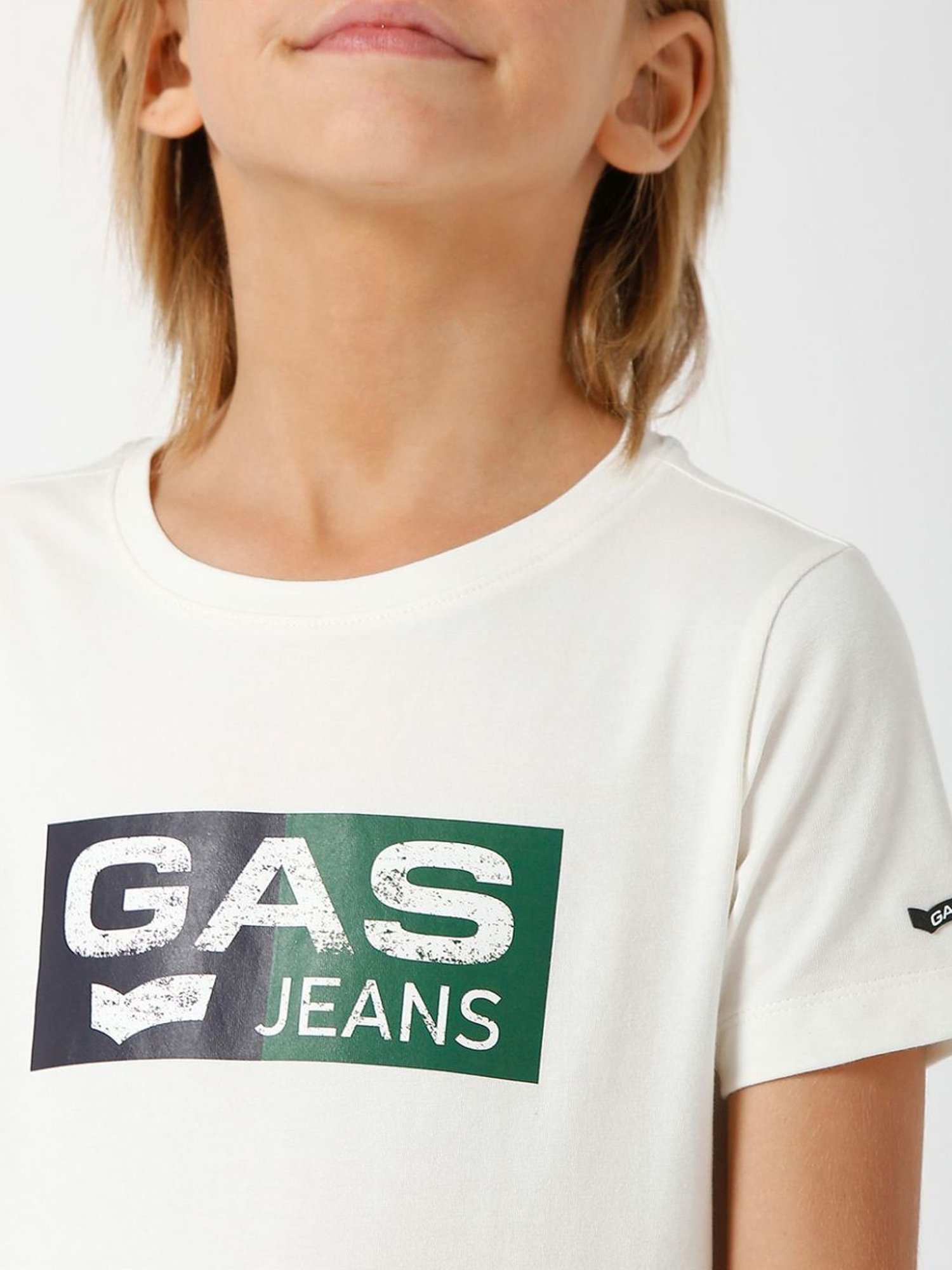 Gas Kids White Printed T-Shirt