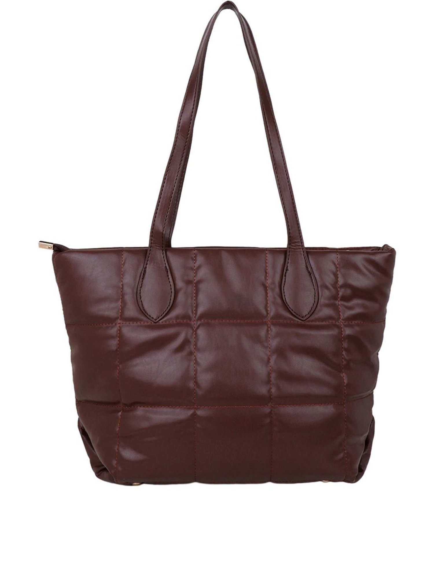 Carlton London Brown Textured Large Tote Handbag