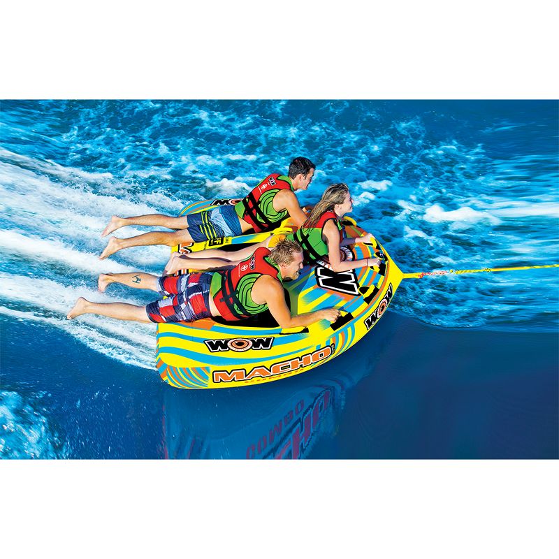 Wow 16-1030 Macho Combo Inflatable 3 Person Multiple Riding Positions Lake Ocean Towable Water Tube