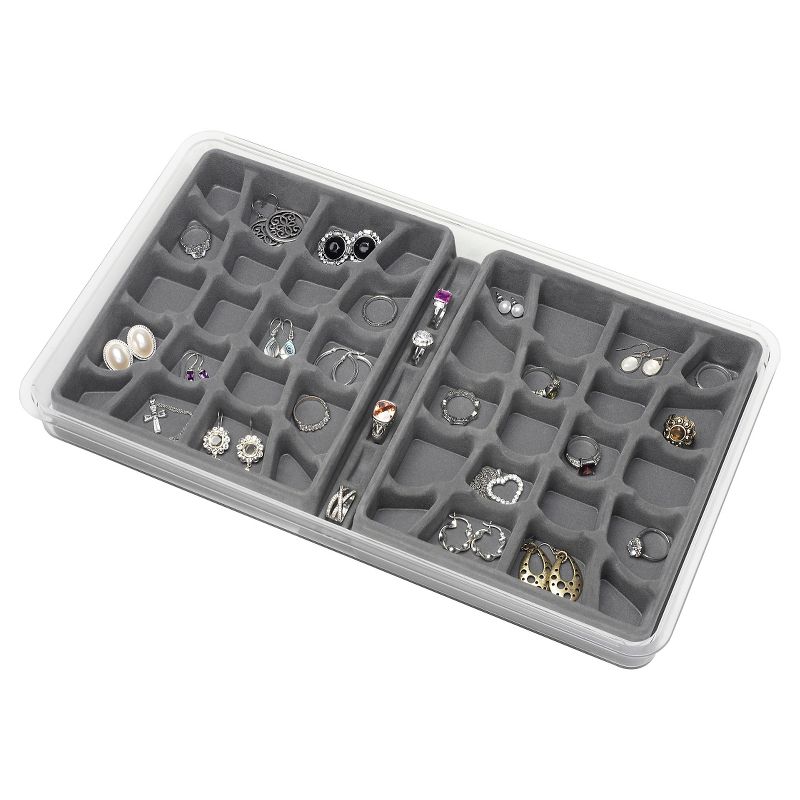 Whitmor 7/40 Section Stacking Jewelry Tray Gray
