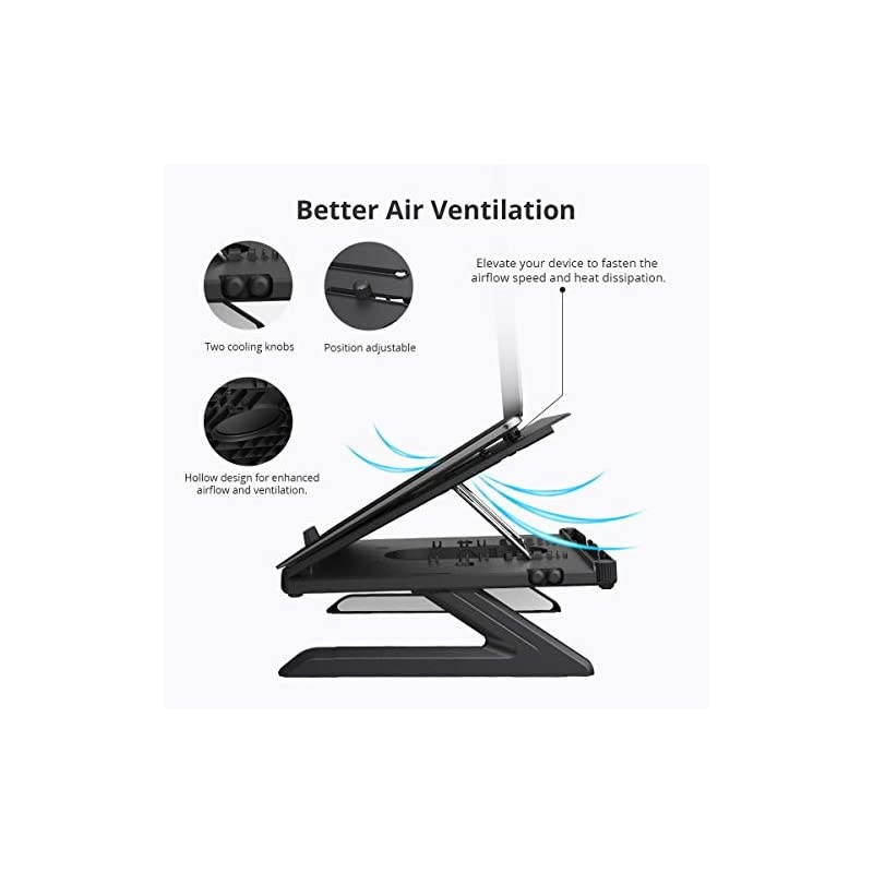 Laptop Stand  D07 Foldable Adjustable Laptop Riser with Phone Holders Compatible with 10 to 17in Laptops TabletsBlack