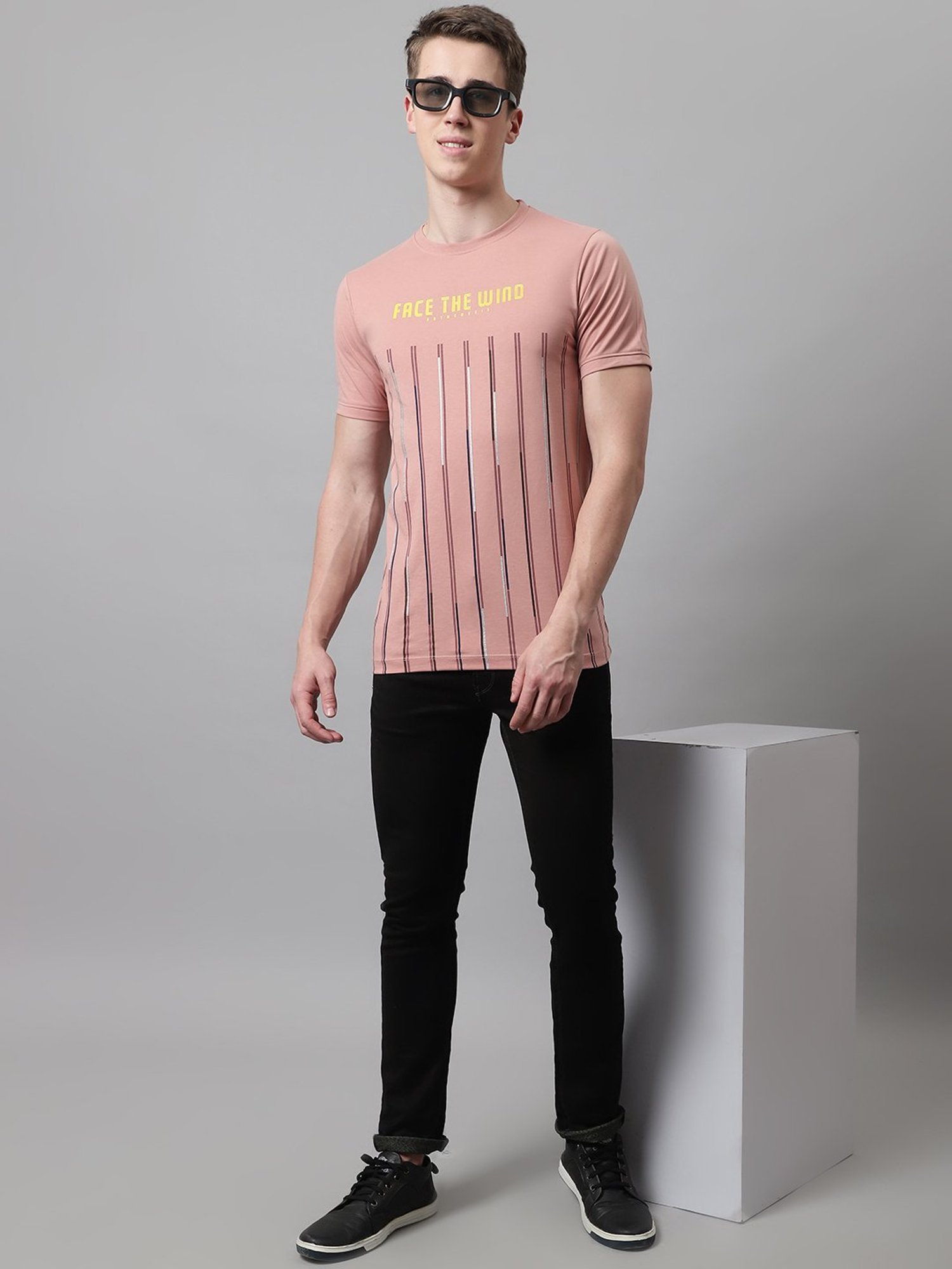Venitian- Forbidden Clothing Peach Slim Fit Printed T-Shirt