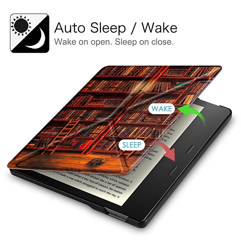 Origami Case for All-New Kindle Oasis (10th Generation, 2019 Release and 9th Generation, 2017 Release) - Slim Fit Stand Cover Support Hands Free Reading with Auto Wake Sleep, Library