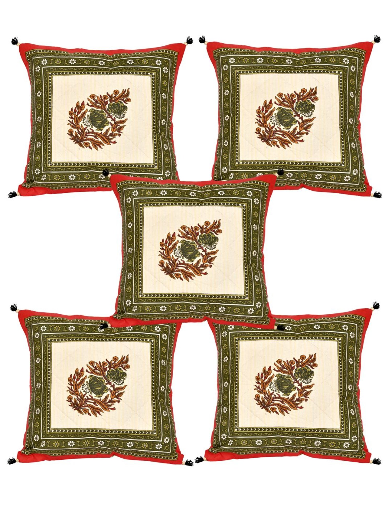 Living Roots Multicolor Cotton Cushion Covers - Set of 5