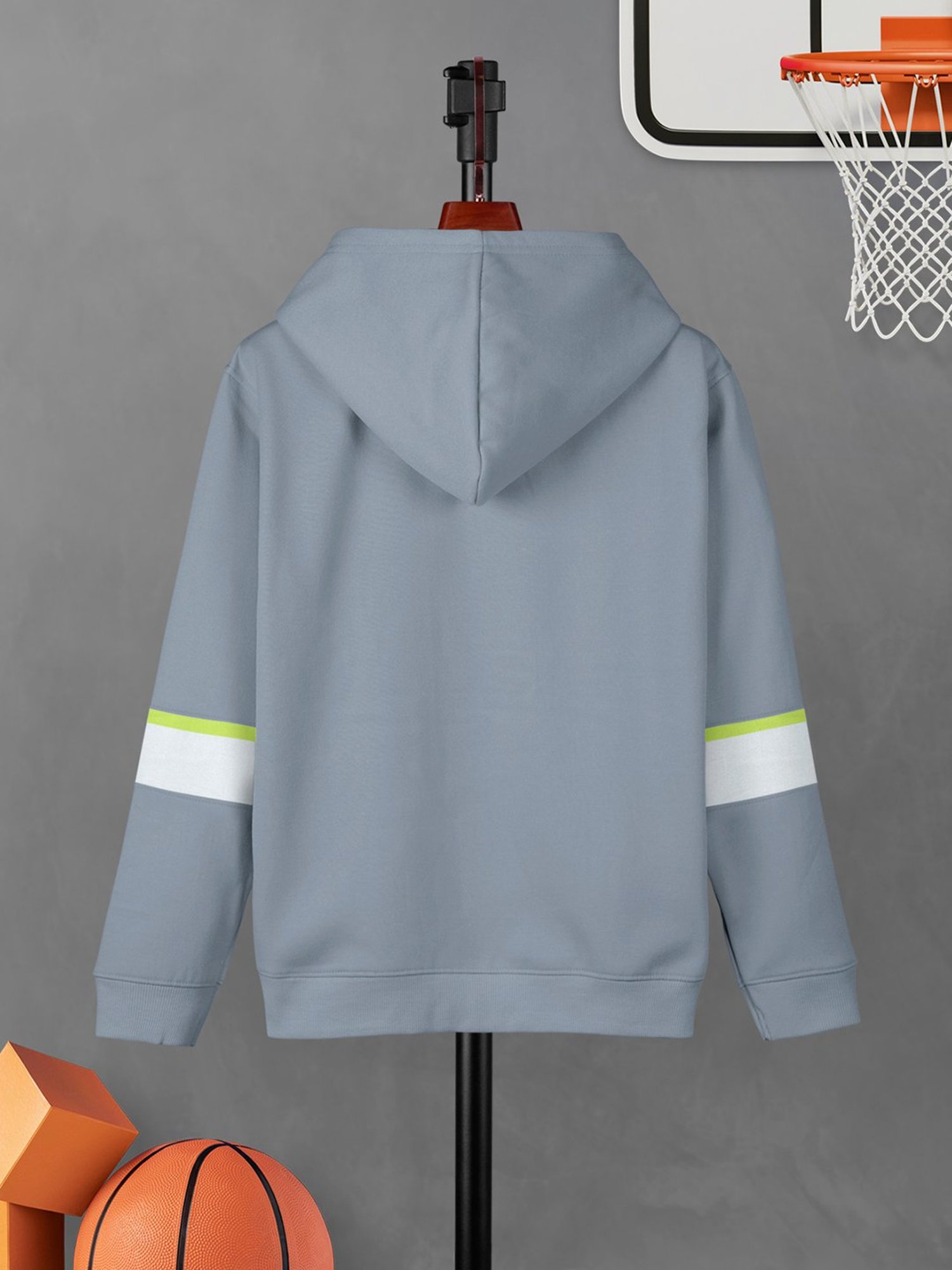 HELLCAT Kids Grey Printed Full Sleeves Hoodie T-Shirt with Trackpants