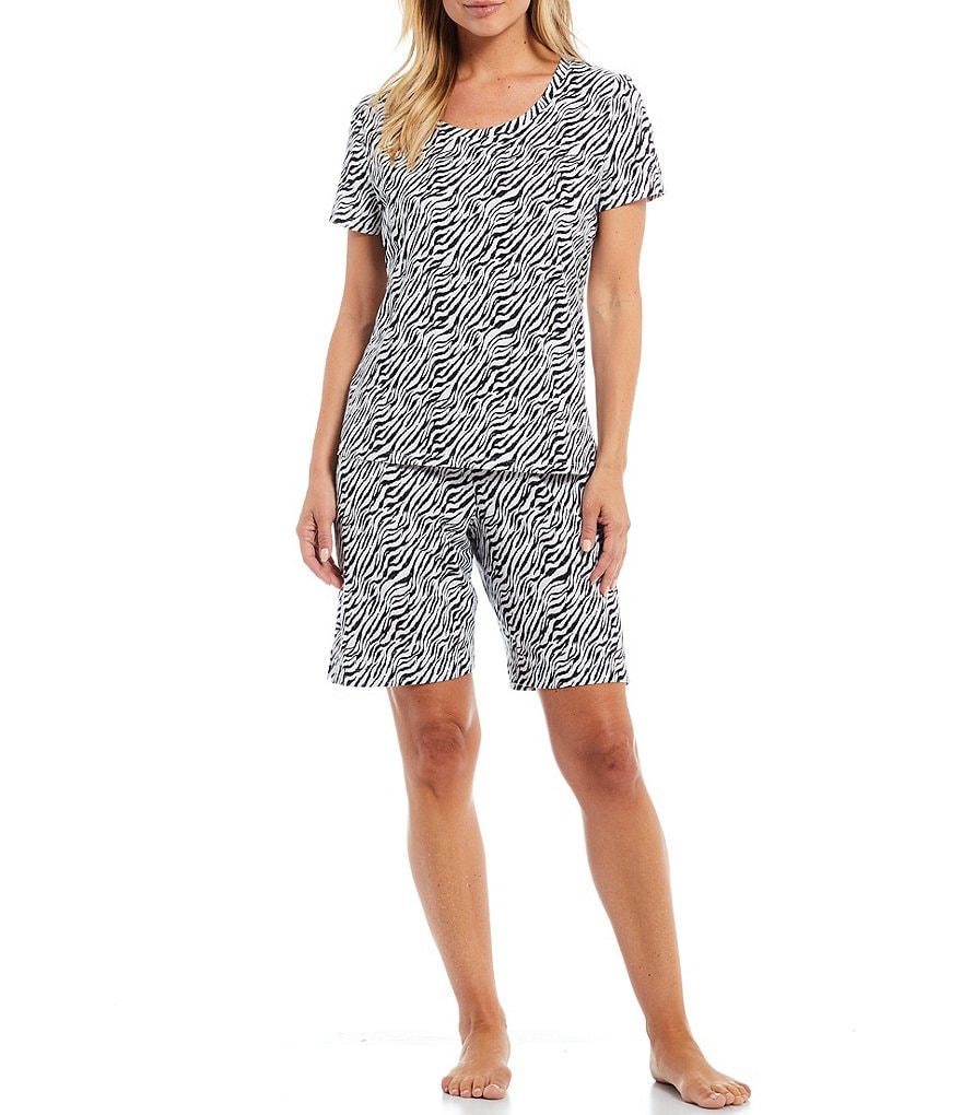 Sleep Sense Tile Printed Jersey Knit Bermuda Coordinating Sleep Shorts