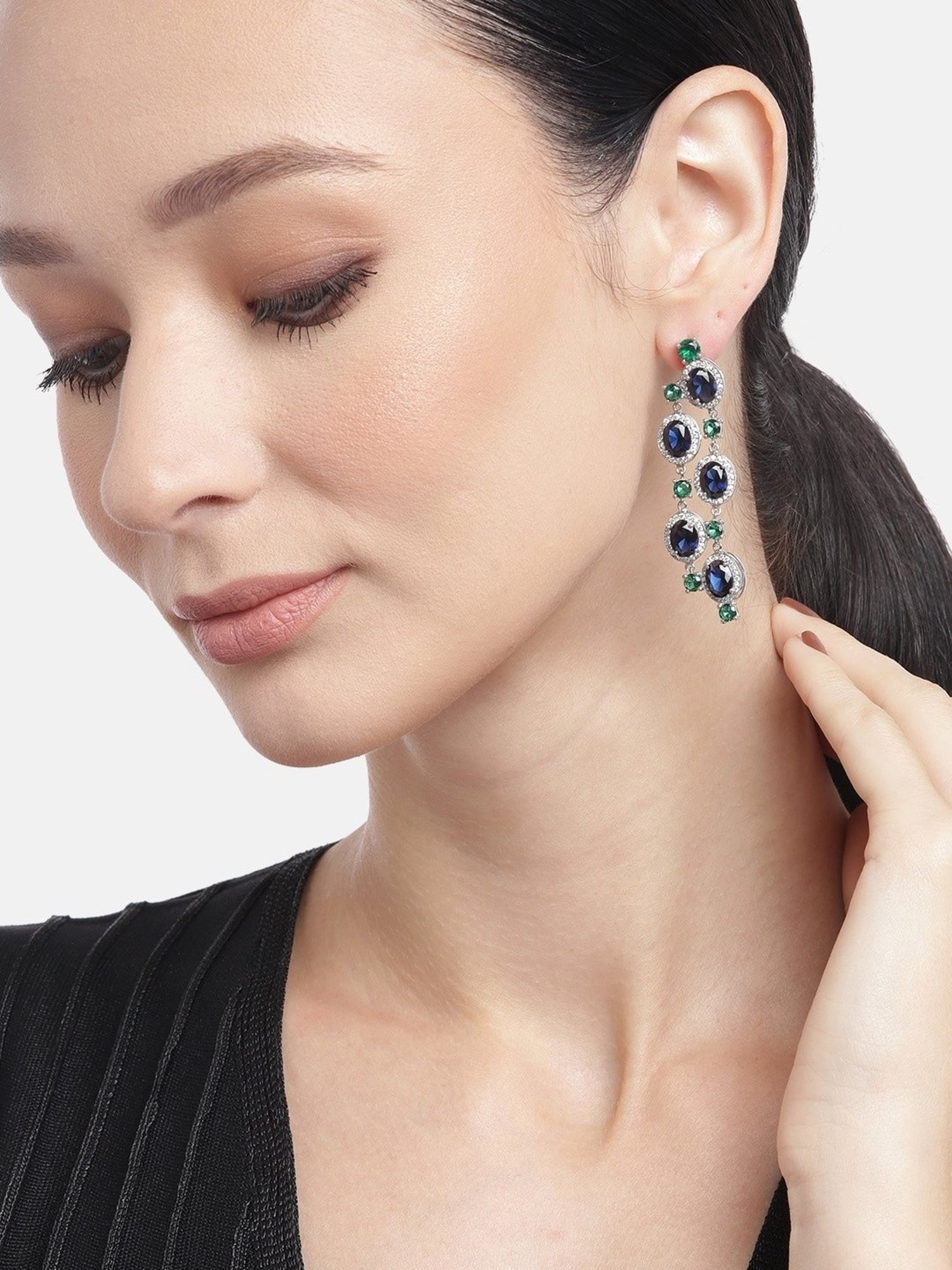 Zavya 925 Sterling Silver Radiant Starfall Rhodium- Dangler Earrings For Women