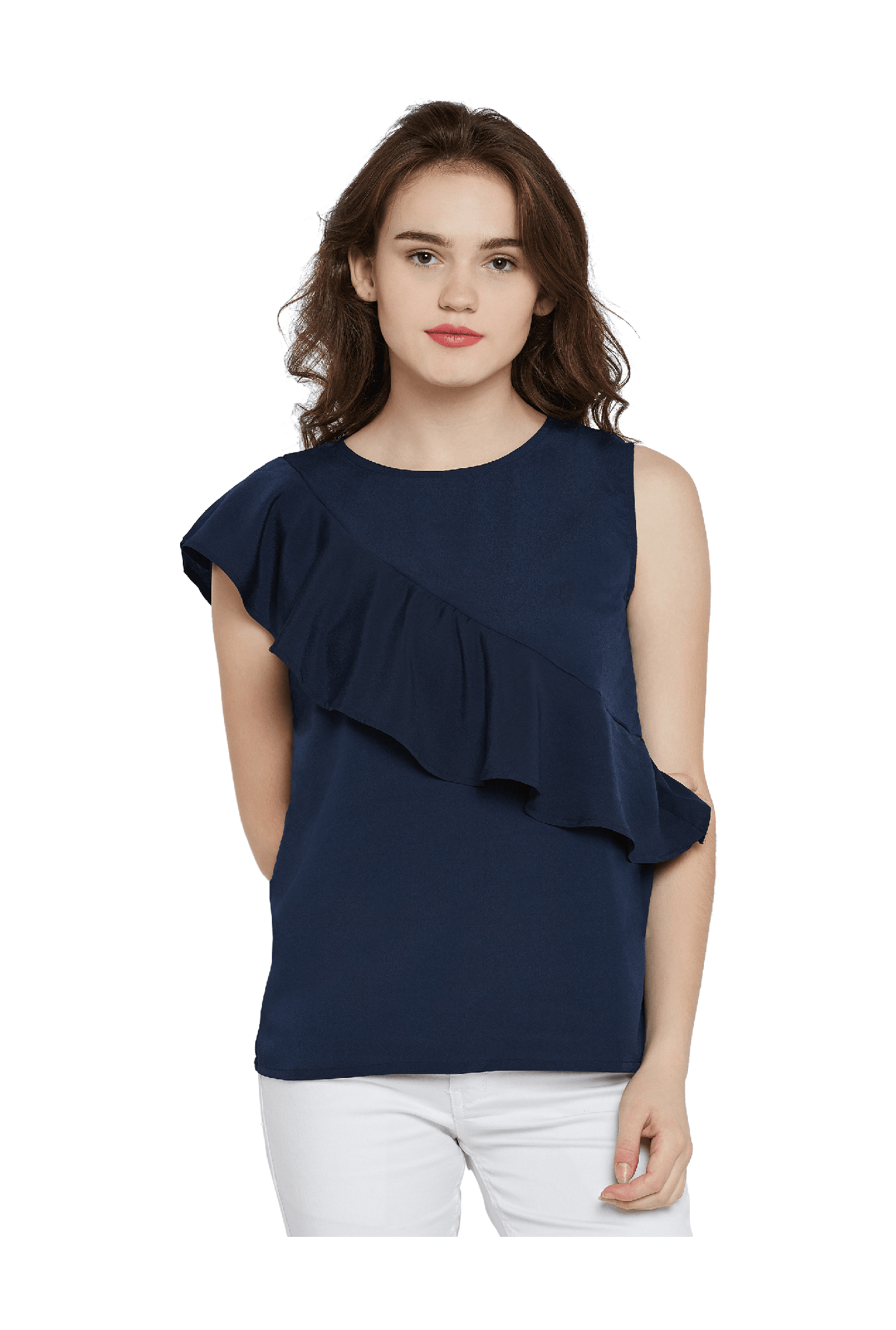 Miss Chase Navy Crepe Top