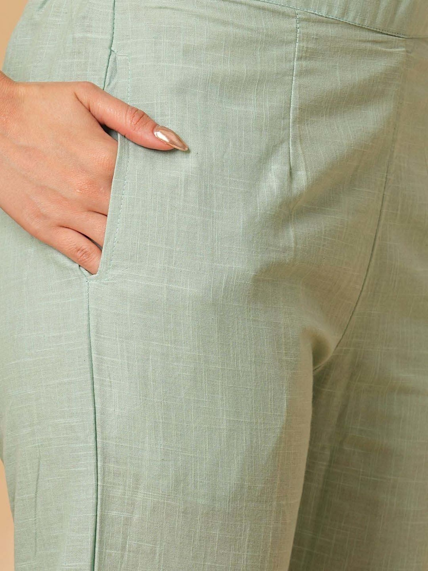 Fashor Mint Green Cotton Floral Print Kurta & Pant Set With Dupatta