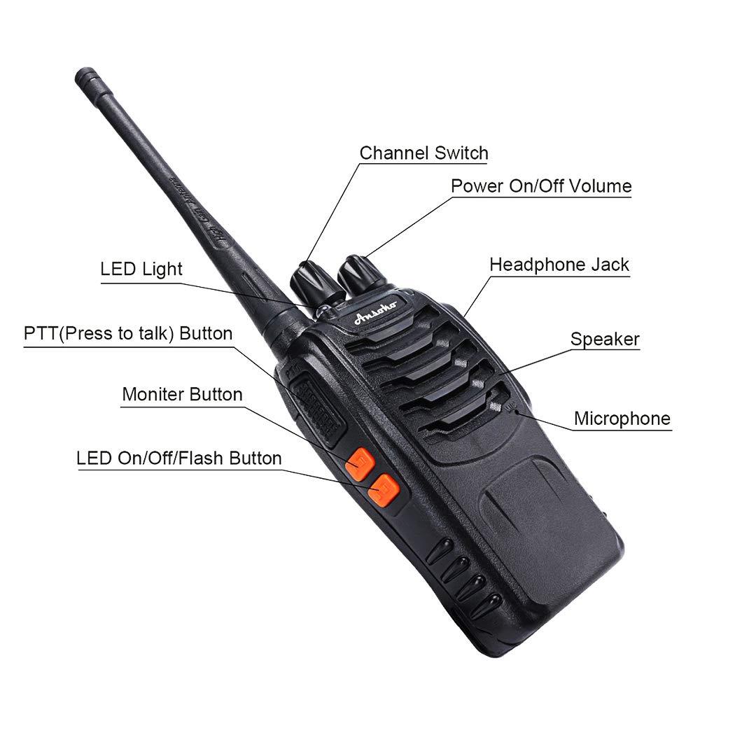 Ansoko Walkie Talkies Rechargeable Long Range Two Way Radios 16-Channel with Earpiece Battery n Charger (3 Pack)