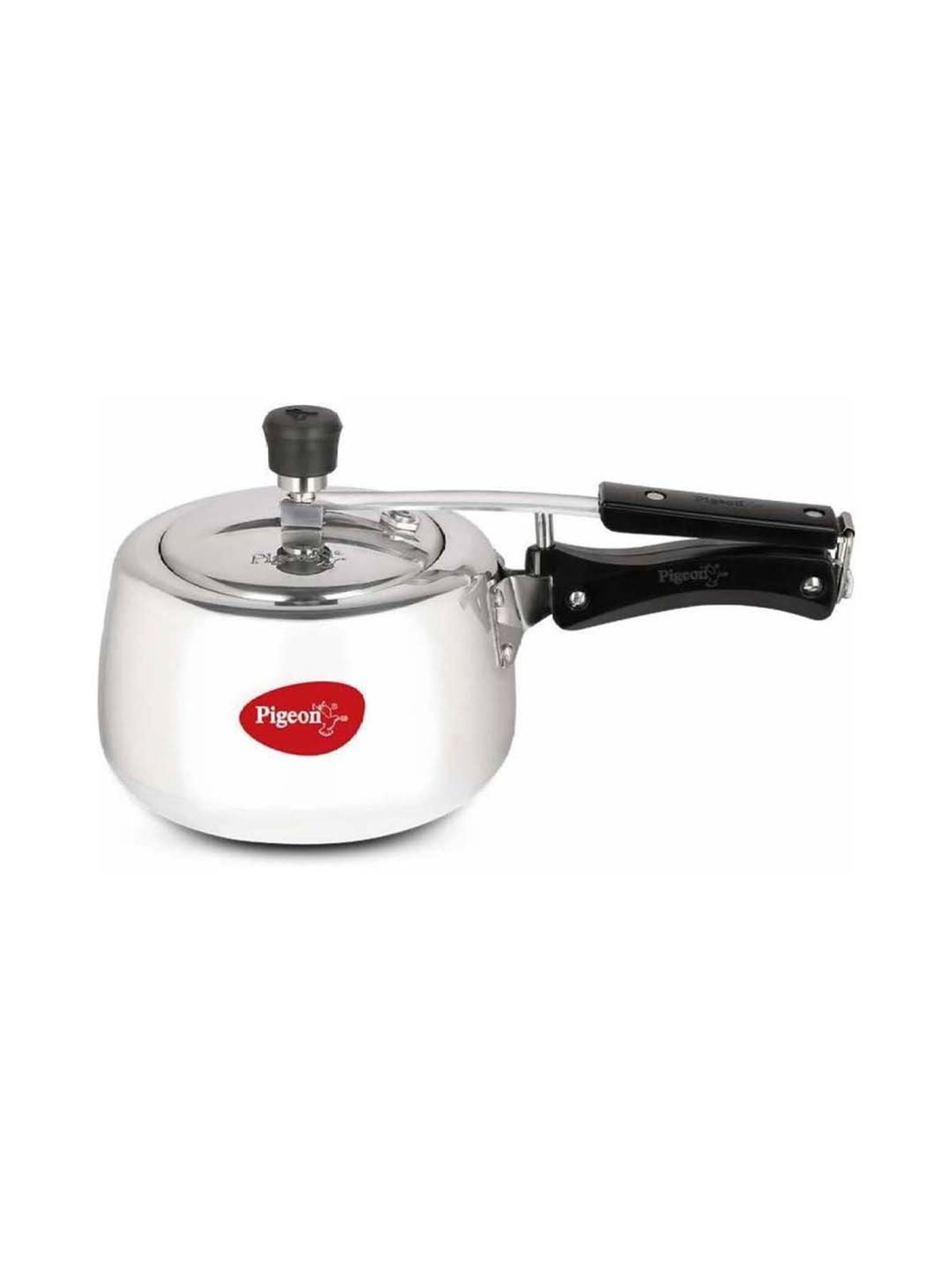 Pigeon Silver & Black Aluminium Induction Friendly Pressure Cooker (3 L) - Set of 1