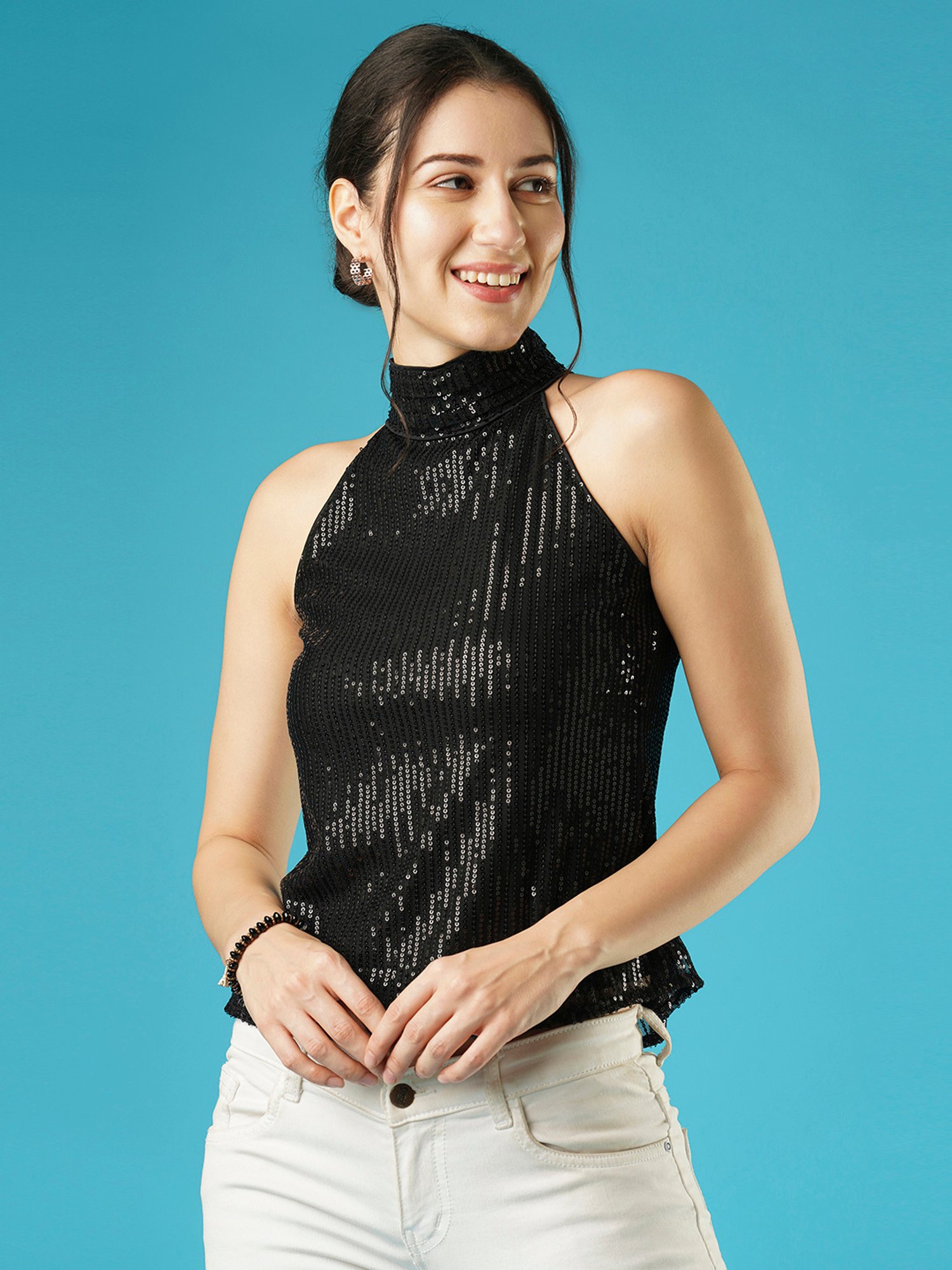 Globus Black Embellished Top