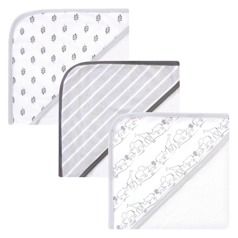 Touched by Nature Baby Unisex Organic Cotton Hooded Towels, Safari, One Size