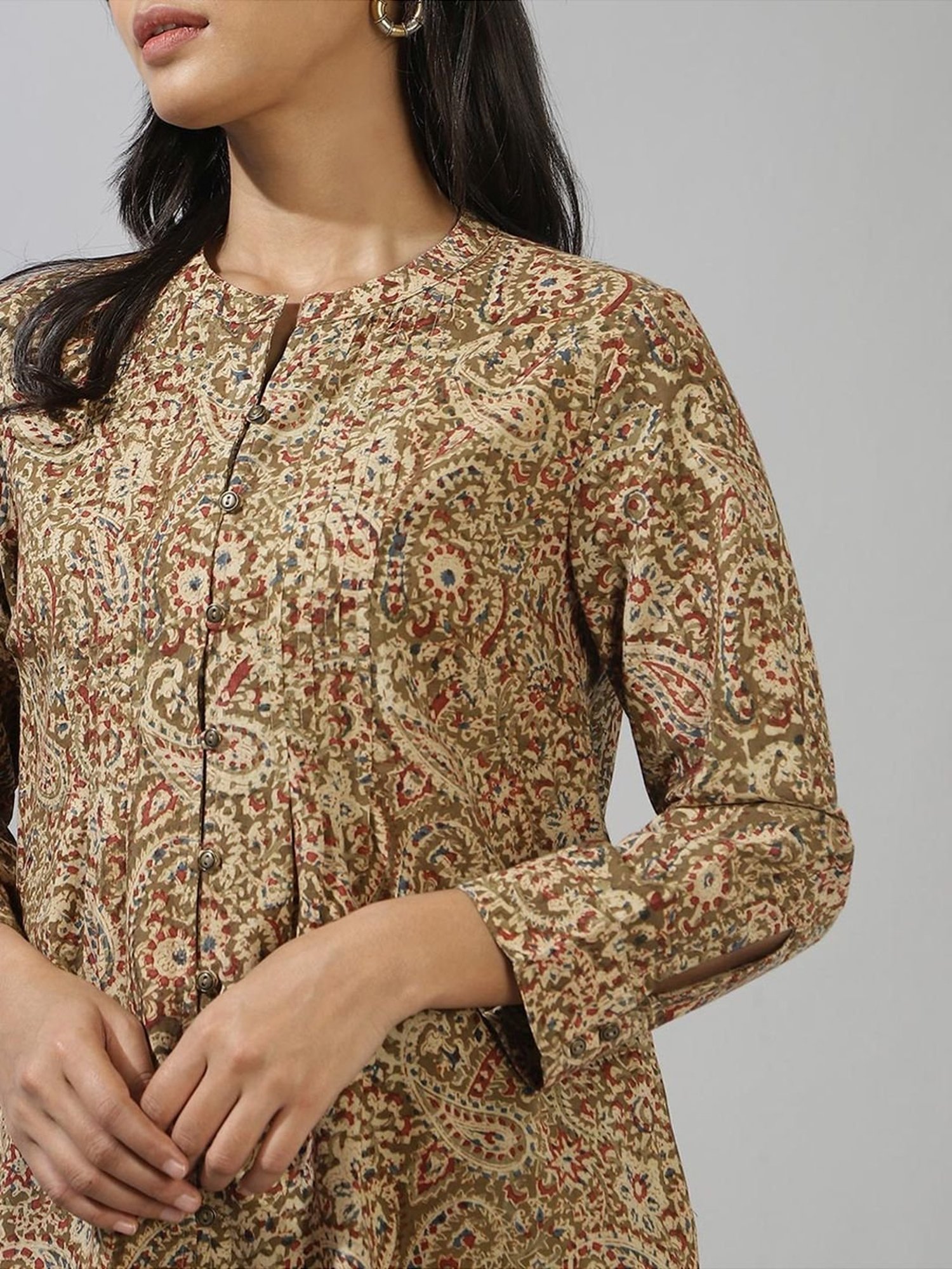 Fabindia Brown Cotton Printed Tunic