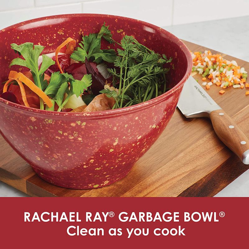 Rachael Ray Accessories Kitchen Pantryware Multi Purpose/Salad Serveware/Melamine Garbage Bowl, 10.2 x 10.2 x 7 inches, Red