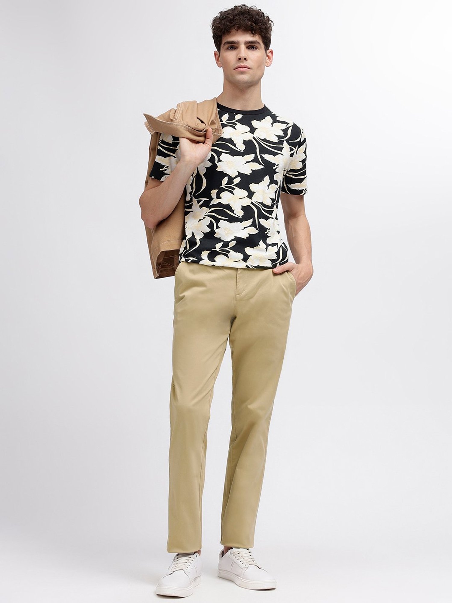 Bruun & Stengade Beige Regular Fit Flat Front Trousers