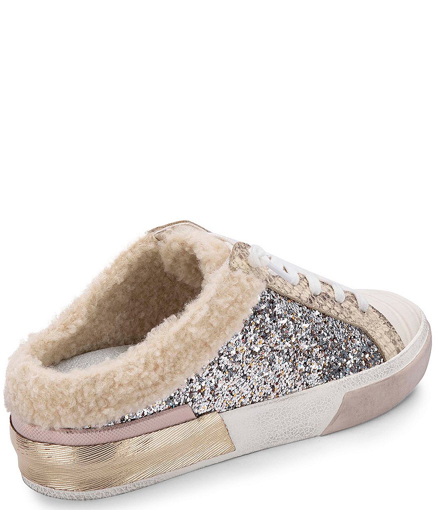 Dolce Vita Zeta Plush Faux Shearling Glitter Slip-On Mule Sneaker