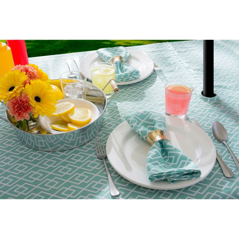 60"x84" Diamond Outdoor Tablecloth Aqua - Design Imports