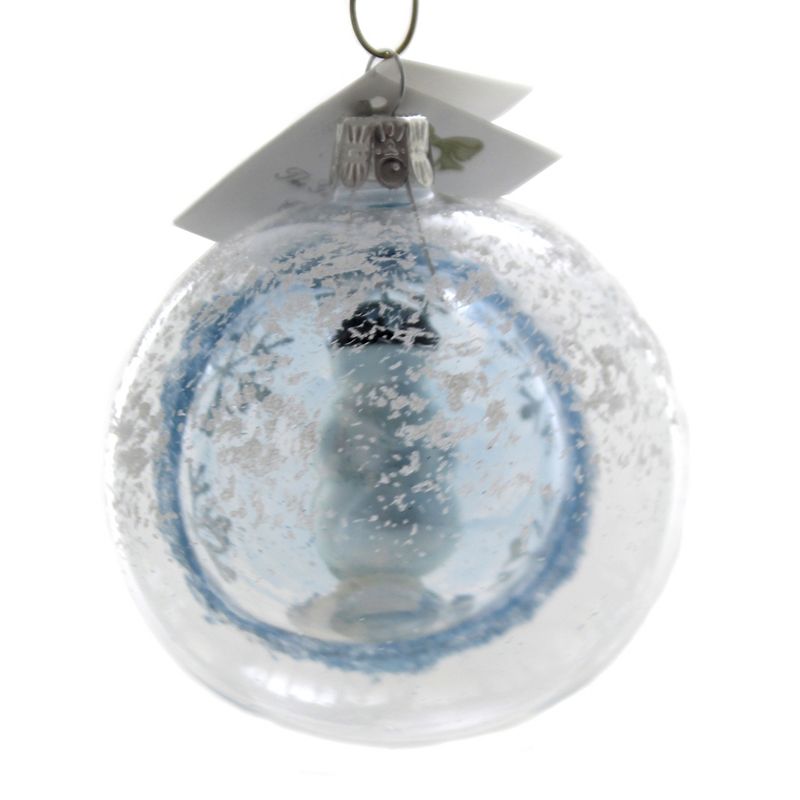 Golden Bell Collection 3.5" Snowman In Clear Glass Ball Snowflake Ornament  -  Tree Ornaments