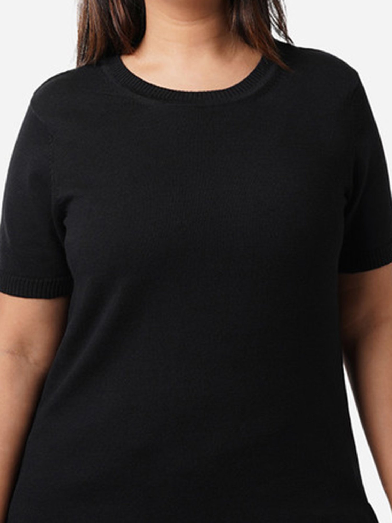 BlissClub Black At-Ease Cotton Knit Top